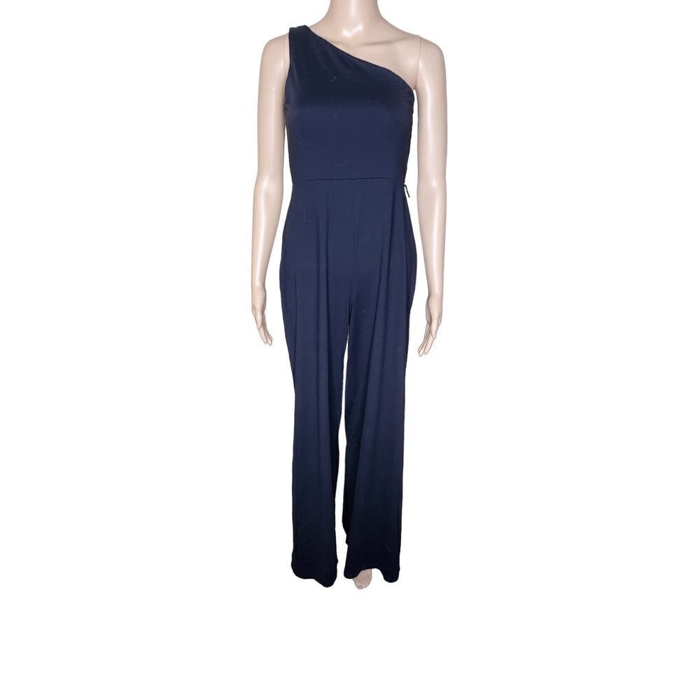 Susana Monaco women's black one shoulder wide leg casual summer Jumpsuit Small